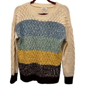 St. John’s Bay Womens Multi Color Chunky Cable Sweater Size Medium